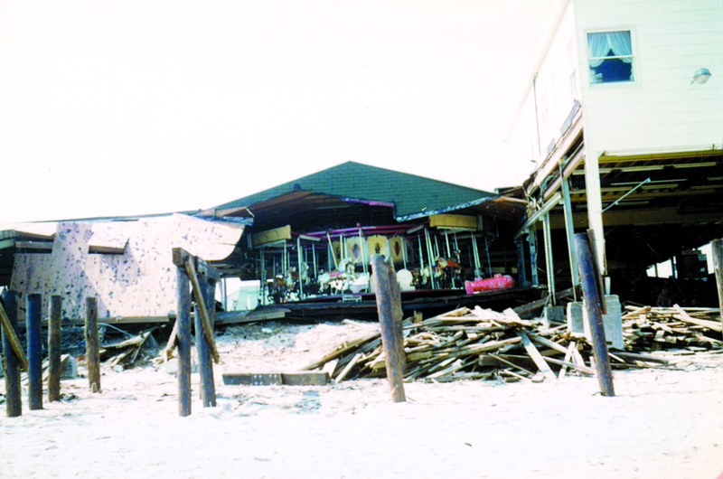 Playland, now Funland, was damaged by the storm, but the steel foundation under the structure held up. MARIE QUILLEN PHOTO